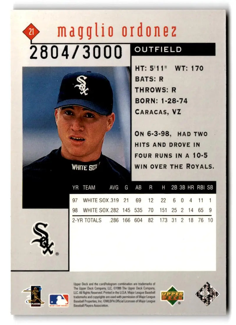 1999 Upper Deck Black Diamond #21 Magglio Ordonez Double #/3000 - Baseball Card Single
