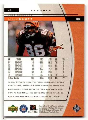 Darnay Scott football card from 1999 Upper Deck Black Diamond featuring Cincinnati Bengals