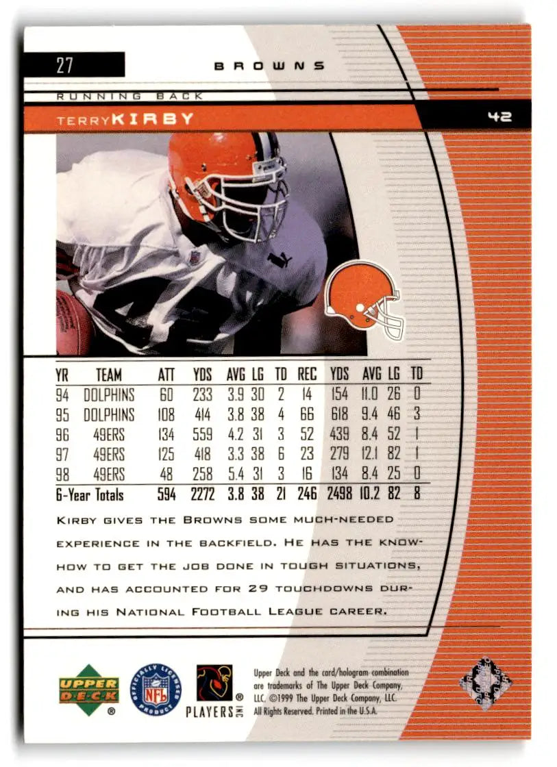 1999 Upper Deck Black Diamond #27 Terry Kirby - Football Card Single