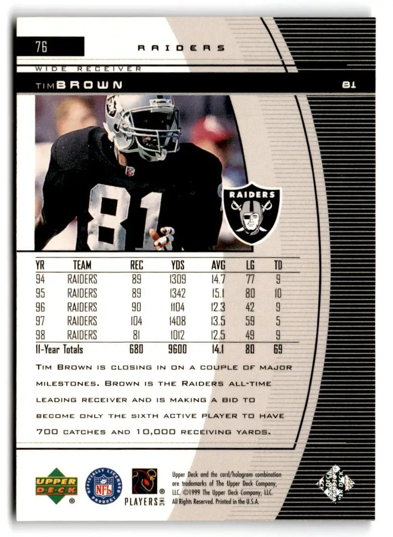 1999 Upper Deck Black Diamond #76 Tim Brown - Football Card Single