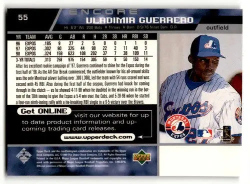 Vladimir Guerrero baseball card from 1999 Upper Deck Encore Montreal Expos collection