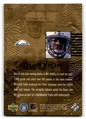 1999 Upper Deck Football Ovation Marshall Faulk #48 St. Louis Rams - Football Card Single