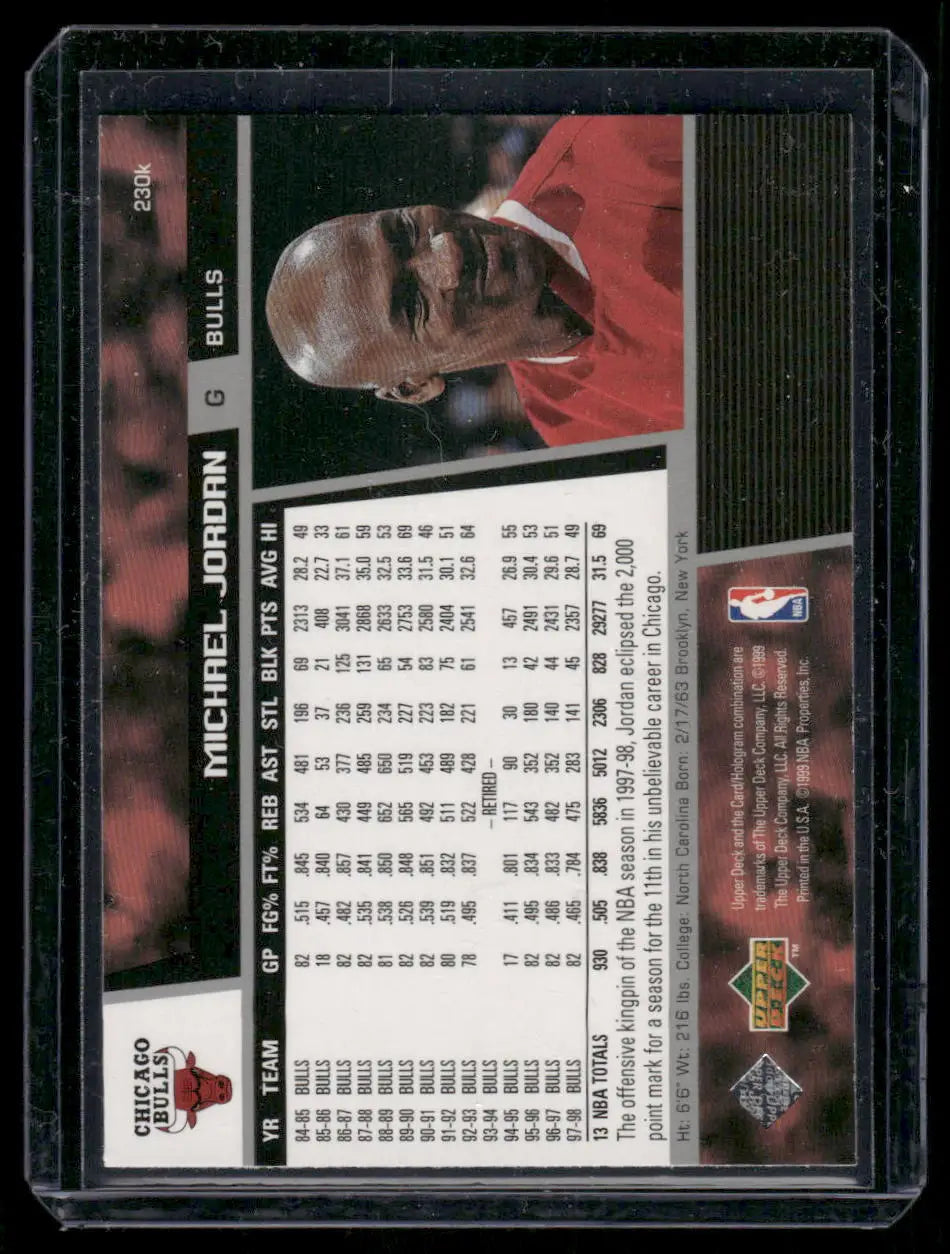 Upper Deck Michael Jordan basketball card from 1999 Upper Deck Michael Jordan #230K