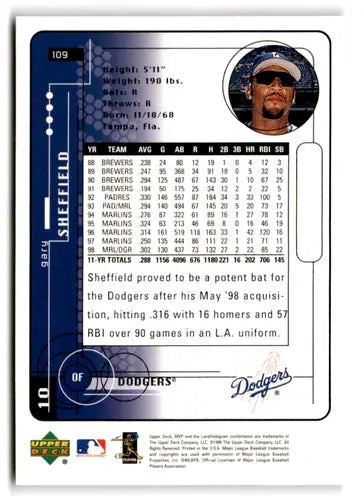 1999 Upper Deck MVP #109 Gary Sheffield NM Near Mint Dodgers ID:77301 - Baseball Card Single