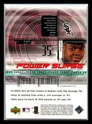 1999 Upper Deck MVP: Power Surge #P10 Frank Thomas - Baseball Card Single