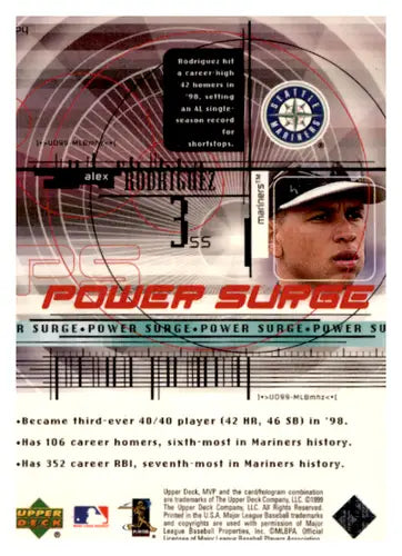 1999 Upper Deck MVP Power Surge #P4 Alex Rodriguez NM-MT Mariners ID:62978 - Baseball Card Single
