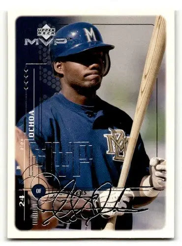 Original gloss of 1999 Upper Deck MVP Silver Script Alex Ochoa baseball card