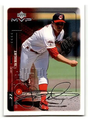 Baseball card from 1999 Upper Deck MVP Silver Script featuring Jaret Wright Cleveland Indians