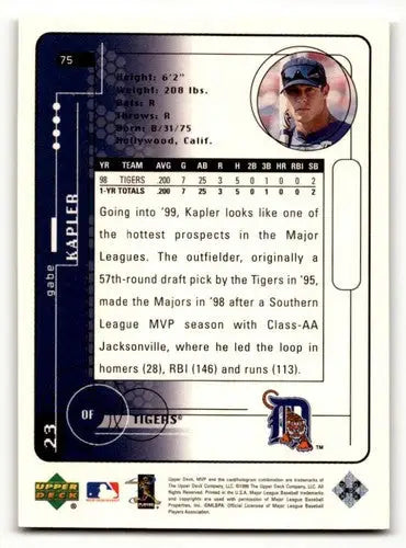 Gabe Kapler baseball card from 1999 Upper Deck MVP Silver Script series