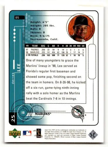 1999 Upper Deck MVP Silver Script #85 Derrek Lee Florida Marlins Bas ID:59804 - Baseball Card Single
