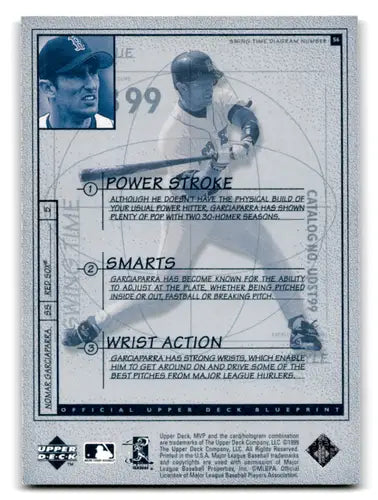 Nomar Garciaparra baseball card from 1999 Upper Deck MVP Swing Time series
