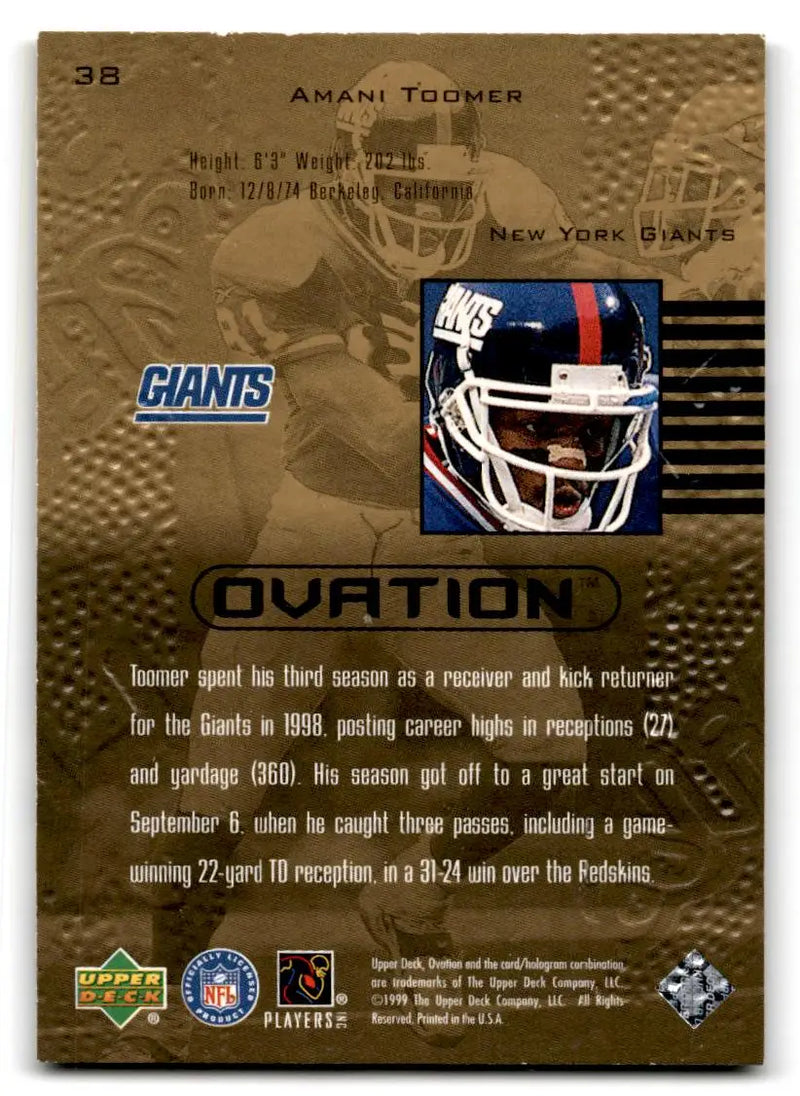 1999 Upper Deck Ovation #38 Amani Toomer - Football Card Single