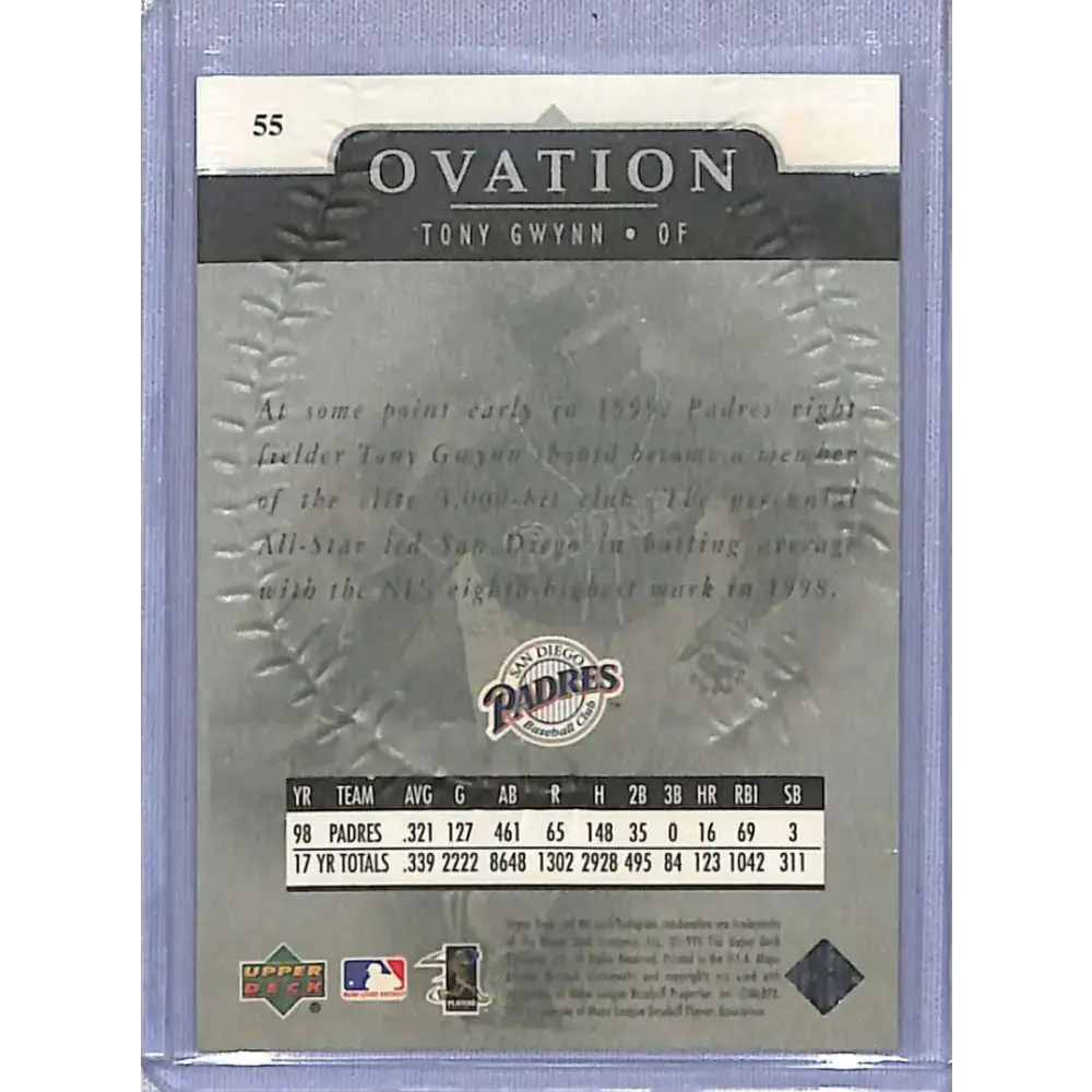 1999 Upper Deck Ovation #55 Tony Gwynn NM-MT Baseball Card - Baseball Card Single