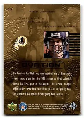 Brad Johnson 1999 Upper Deck Ovation #59 football card collectible item