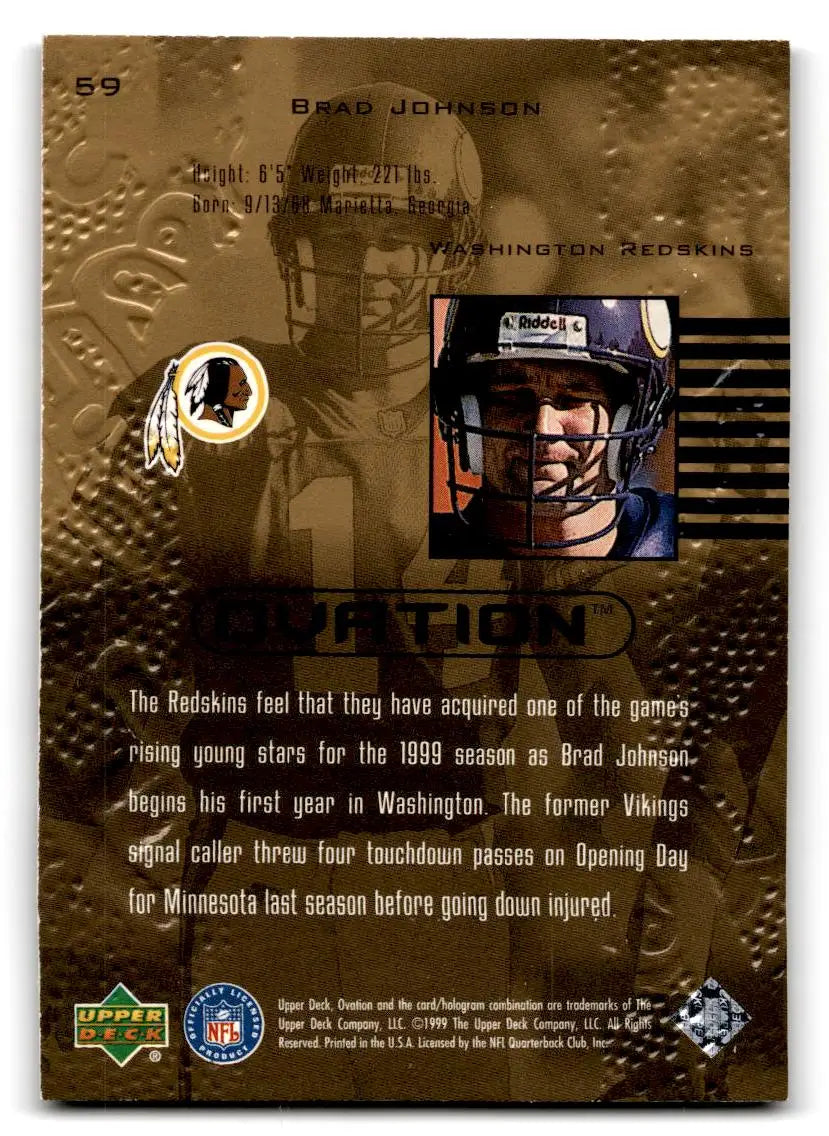 1999 Upper Deck Ovation #59 Brad Johnson - Football Card Single