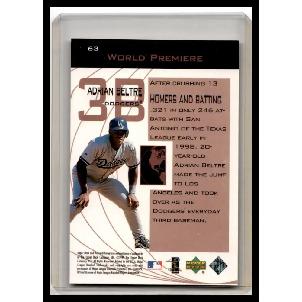 1999 Upper Deck Ovation #63 Adrian Beltre NM-MT Baseball Card - Baseball Card Single