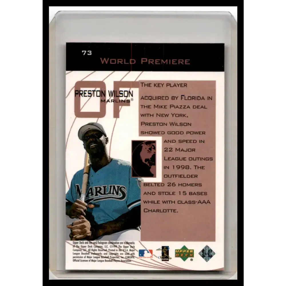 1999 Upper Deck Ovation #73 Preston Wilson NM-MT Baseball Card - Baseball Card Single