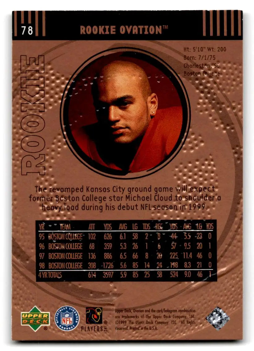 1999 Upper Deck Ovation #78 Michael Cloud - Football Card Single