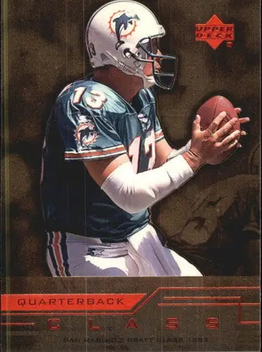 Vintage American football trading card featuring Dan Marino in teal and white uniform