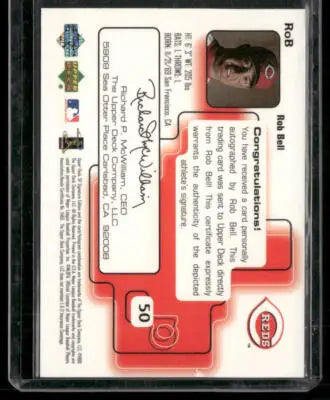 1999 Upper Deck Rob Bell #RoB Autographs Auto Baseball - Baseball Card Single