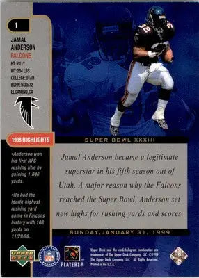 1999 Upper Deck Super Bowl XXXIII #1 Jamal Anderson - Football Card Single