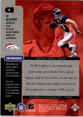 1999 Upper Deck Super Bowl XXXIII #14 Ed McCaffrey - Football Card Single