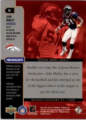 1999 Upper Deck Super Bowl XXXIII #15 John Mobley - Football Card Single