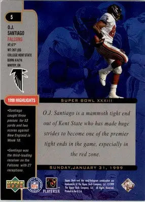 1999 Upper Deck Super Bowl XXXIII #5 O.J. Santiago - Football Card Single