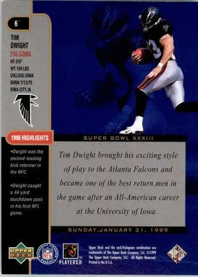 1999 Upper Deck Super Bowl XXXIII #6 Tim Dwight - Football Card Single