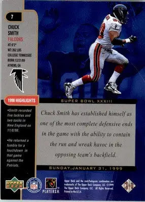 1999 Upper Deck Super Bowl XXXIII #7 Chuck Smith - Football Card Single