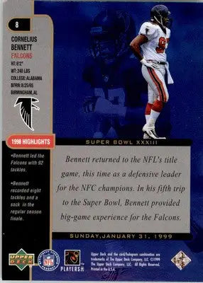 1999 Upper Deck Super Bowl XXXIII #8 Cornelius Bennett - Football Card Single