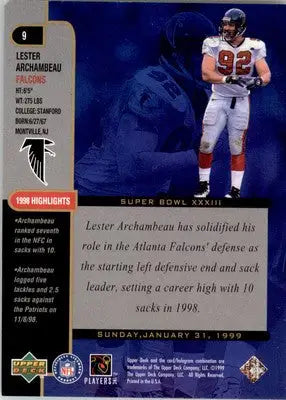 1999 Upper Deck Super Bowl XXXIII #9 Lester Archambeau - Football Card Single
