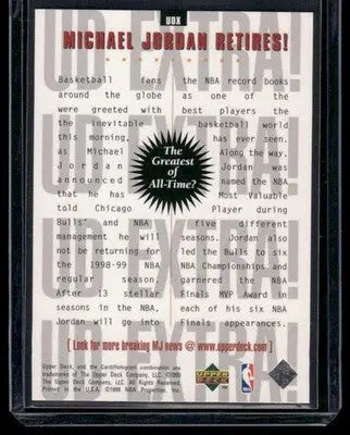 1999 Upper Deck UD Extra Michael Jordan #UDX1 Basketball