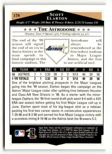 1999 Upper Deck Victory #178 Scott Elarton NM ID:51654 - Baseball Card Single