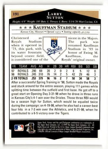 1999 Upper Deck Victory #191 Larry Sutton NM ID:51653 - Baseball Card Single