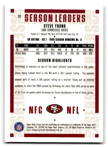 1999 Upper Deck Victory #313 Steve Young NM Near Mint 49ers SL ID:67944 - Football Card Single