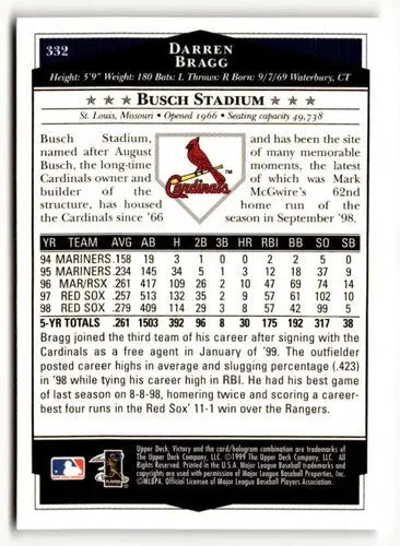 1999 Upper Deck Victory #332 Darren Bragg NM ID:51658 - Baseball Card Single