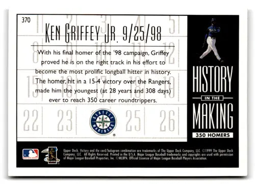 1999 Upper Deck Victory #370 Ken Griffey Jr. NM Near Mint Mariners ID:83526 - Baseball Card Single