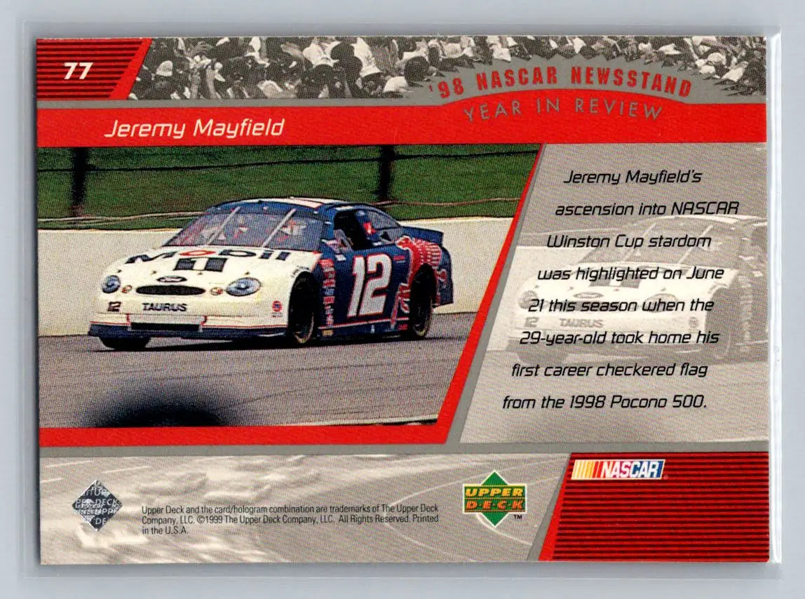 1999 Upper Deck Victory Circle #77 Jeremy Mayfield Penske-Kranefuss Racing - Racing Card Single