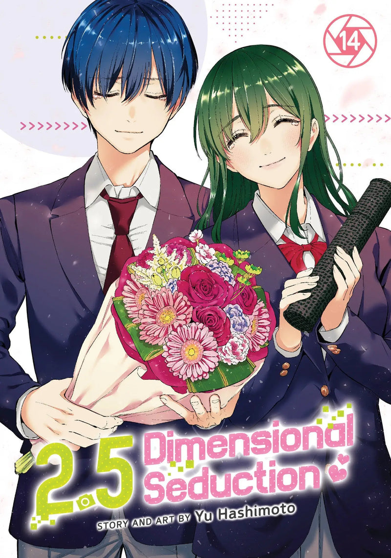 Manga cover with two characters and flowers for 2.5 Dimensional Seduction Volume 14
