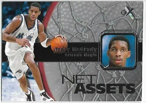 Tracy McGrady 2000-01 Fleer E-X Net Assets basketball card with original gloss finish