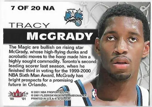 Tracy McGrady basketball card 2000-01 Fleer E-X Net Assets original gloss NM-MT Magic