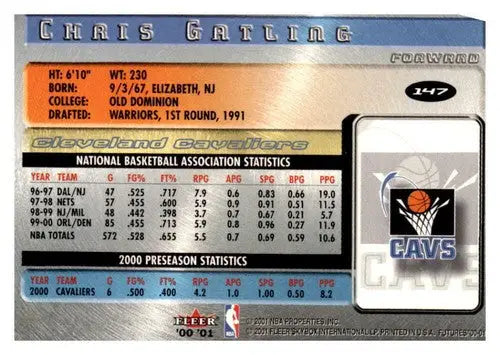 Original gloss Fleer Futures Chris Gatling basketball card from 2000-01 Cavaliers series