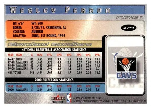 2000-01 Fleer Futures #174 Wesley Person EX/NM Cavaliers - Basketball Card Single