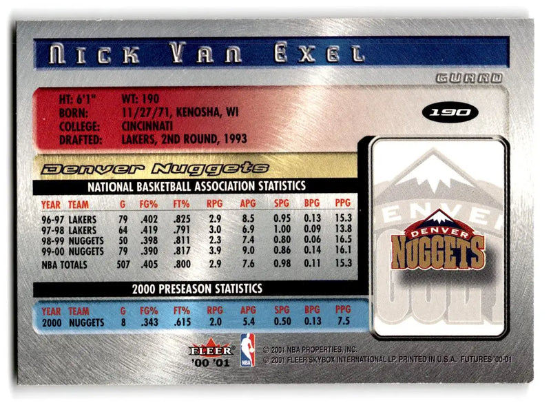 2000-01 Fleer Futures #190 Nick Van Exel - Basketball Card Single