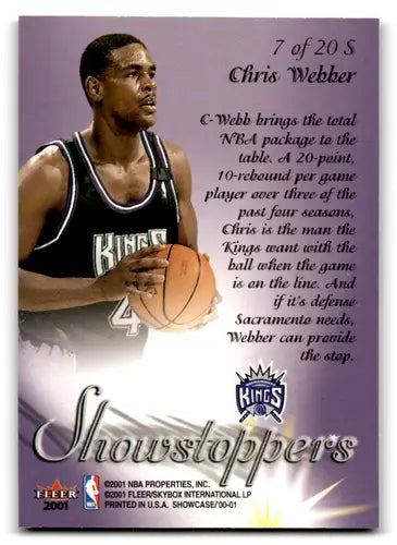 2000-01 Fleer Showcase Showstoppers #S7 Chris Webber NM-MT Sac Kings ID:82111 - Basketball Card Single