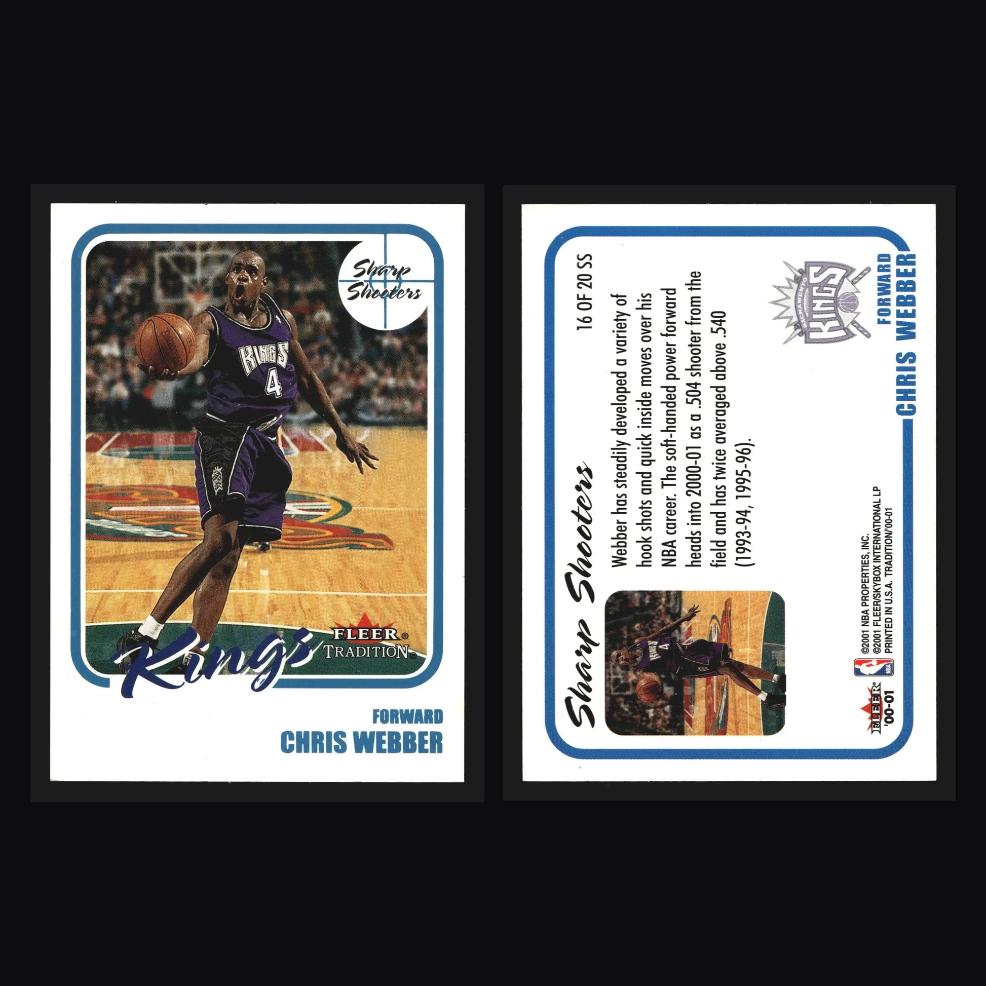 2000-01 Fleer Tradition Sharp Shooters #16 Chris Webber Kings HOF