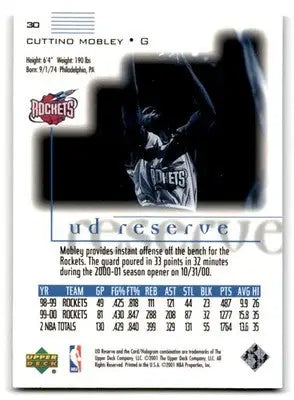 2000-01 UD Reserve #30 Cuttino Mobley - Basketball Card Single