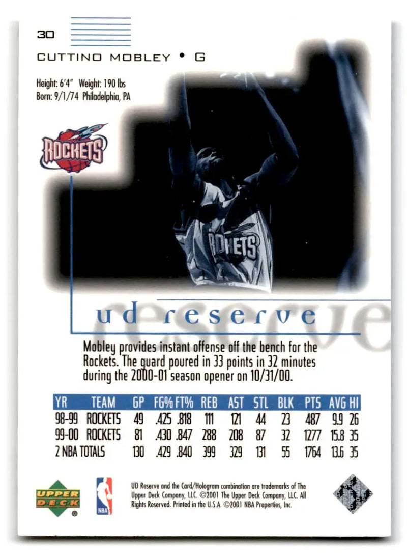 2000-01 UD Reserve #30 Cuttino Mobley - Basketball Card Single