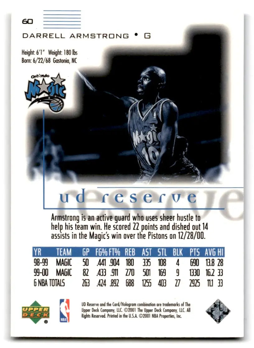 2000-01 UD Reserve #60 Darrell Armstrong - Basketball Card Single